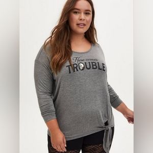 Torrid Super Soft Trouble Grey Tie Front Long Sleeve Tee